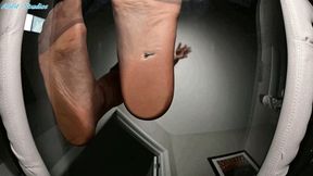 Karly Salinas TRAMPLES pervy co worker under her GIANT PANTYHOSE FEET! - MOV