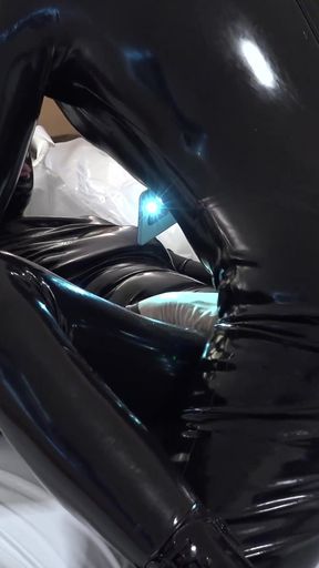 The Slave All in Latex Had to Take Good Care of Me, Until My Orgasm and His Cumshot.