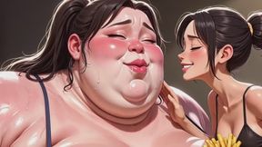 Tied SSBBW Gets Filled With Food by Skinny Feeder