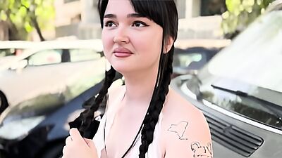 PutaLocura - Spanish brunette with big tits swallows her boyfriend's milk while caught