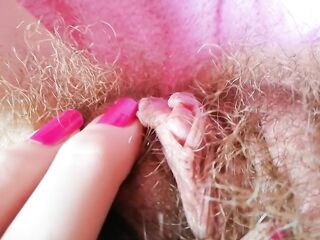 Close up on my big clitoris shaggy pussy