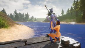 Futa Draenei Fucks a Girl&#039;s Ass next to a Lake : Warcraft Porn Parody