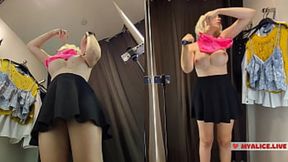 Naked Big Boobed Amateur Trying On See-Through Clothes In The Fitting Room