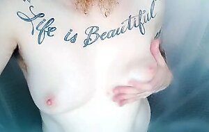 Clit Close-ups, FTM Soaps Up,  Squeezes Tits Hard, Shaves Pussy,  Masturbates Big Wet Clit