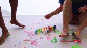 Luke and Patrick worship feet together before tugging cocks