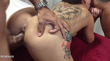 My wife's first time with 2 men