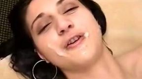 Cum loving cute chubby teen gives head and takes facial