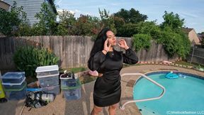 Maria - Sexy Black Satin Dress Swim in the Evening Sun