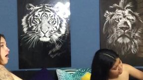 trio of hot friends masturbate and have orgasm