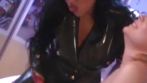 PussyCatsLatex com - Busty lesbi subs get paddled by leather mistress