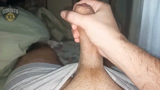 I fingered my big cock until I cum like a volcano