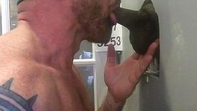 Muscle Stud Sucks 2 Loads Out of BBC at Philly Gloryhole