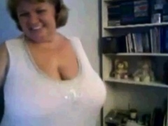 Mature Nancy playing with her boobs on webcam