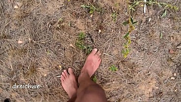 Crushing plants in the field