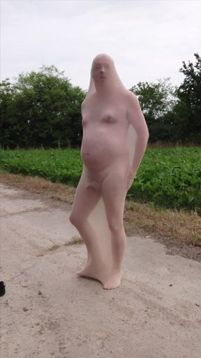 Exhibitionist with Sexy Nylon Fetish on Lonely Dirt Road