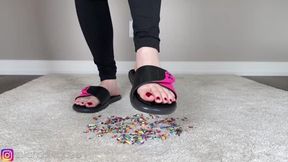 Giantess Tease in Slides and Barefeet