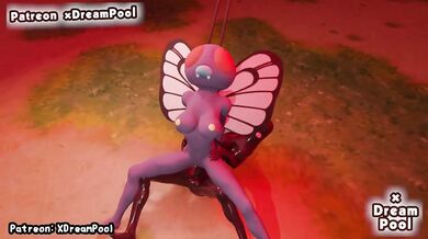 Butterfree furry gets her massive tits wrecked with raw cumshot rough sex