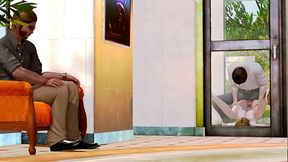 Wife cheats on her cuckold husband at the bank near him because of a loan Hentai 3D Anime