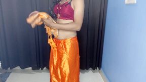 Show my stepmom satin hot peticoat and hot bra panty