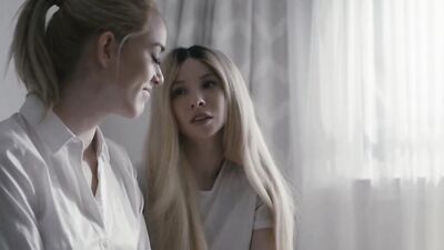 Sensual pussy licking between two young blonde lesbians until an overpowering orgasm