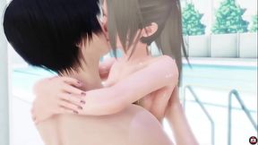 Busty teens play in a public sex game