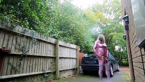 Kelly cd in pink PVC dress white stockings panties heels