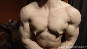 MuscleGeisha Massive Pec Posing Topless