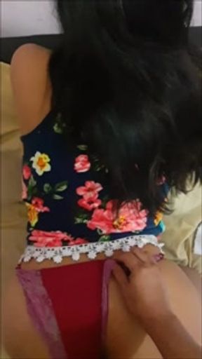 We end up in the living room while her parents come out