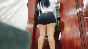 Girl doesn't have clothes for her giant bbw ass