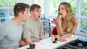 Perverted MILF stepmom Millie Morgan fucks stepson and his buddy