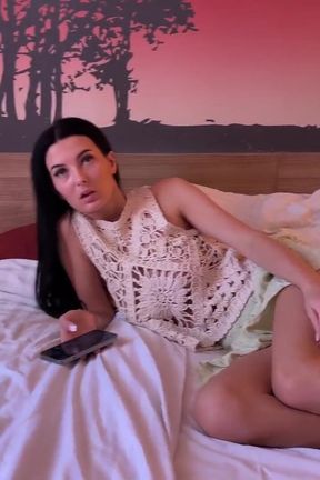 Simone likes to read and playing with precum while teasing the big cock before the handjob and making it cum