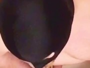 Husband showed me his BJ skills using my BBC Dildo, cum shot & swallow it.