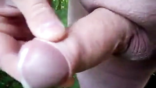 Uncut Cock Outdoor Wanking and Cumming 9