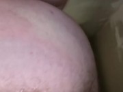 White kiwi uncut bear shows his gaping butthole after getting knotted by his dog dildo