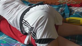 Two soccer twinks playing in a bed