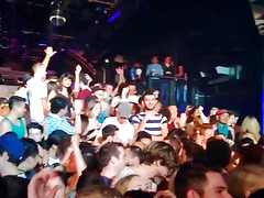 Amateur couple stripping on a club cumshot