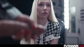 Slutty babe with dick in her pants use freeze camera to fuck hot blonde in her mouth