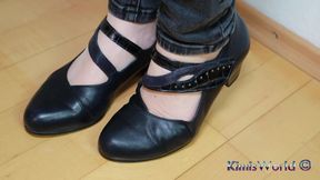 Worn Sheer Pantyhose & Dance-style Shoes - Elegant Foot Tease