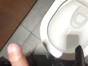 Solo man in Airport Public Toilet masturbation