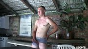 Handsome blonde boy David Robinson jerks his big dick