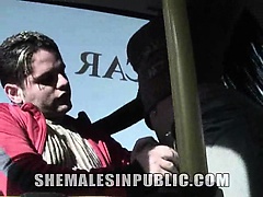 Even the bus doesn\'t stop this horny shemale. Vannina was