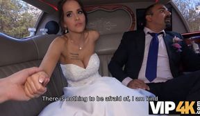 VIP4K. Bride permits husband to watch her having ass scored in limo