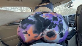 Amateur Hot Brunette Big Round Ass Humping on Cock in the Car