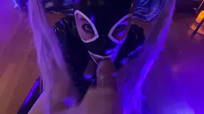 Latex Hood Sloppy Blowjob POV