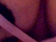 Closeup of my tits bouncing while I ride two cocks