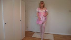 Cute pink costume and white stockings