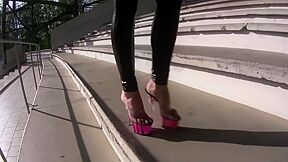 Slipping Into Magenta See Through Platforms And Climbing Stairs