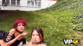 European Lesbians get picked up for public sex