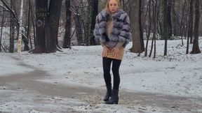 outdoor fur coat fetish smoking