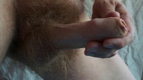 Hairy masturbation in slo-mo. Uncut, uncircuncised.